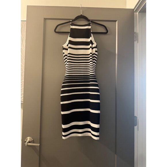 Black & White Striped Halter Bodycon Dress - Love...Ady S - Picture 3 of 5